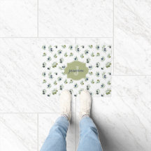 Olive Green Monogram Name Watercolor Chic Pattern