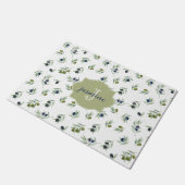 Olive Green Monogram Name Watercolor Chic Pattern Fußmatte (Schrägansicht)