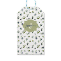 Olive Green Monogram Name Watercolor Chic Pattern