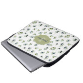 Olive Green Monogram Name Watercolor Chic Pattern Laptopschutzhülle (Vorne Knopf)