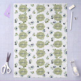 Olive Green Monogram Name Watercolor Chic Pattern Seidenpapier