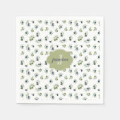 Olive Green Monogram Name Watercolor Chic Pattern Serviette (Vorderseite)