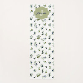 Olive Green Monogram Name Watercolor Chic Pattern Yogamatte