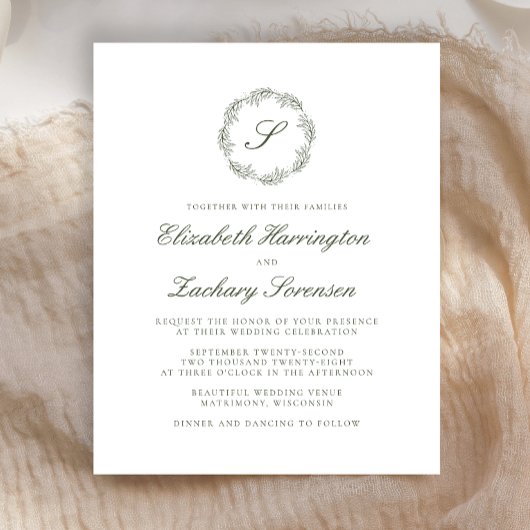 Olive Green Monogram Script Hochzeit