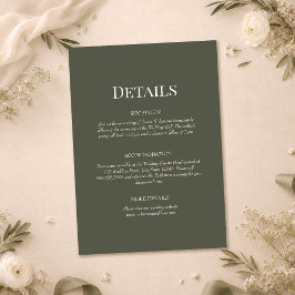 Olive Green Monogram Wedding Details Card Einladung