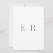 Olive Green Monogram Wedding Details Card Einladung (Rückseite)