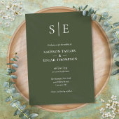 Olive Green Monogram Wedding Einladung
