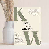 Olive Green Monogram Wedding Einladung