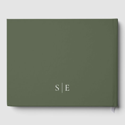 Olive Green Monogram Wedding Gästebuch (Rückseite)