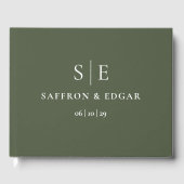 Olive Green Monogram Wedding Gästebuch (Vorderseite)