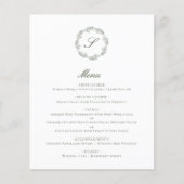 Olive Green Monogram Wedding Menu (Vorderseite)