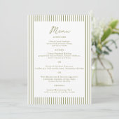 Olive Green Monogram Wedding Menu Card Einladung (Stehend Vorderseite)