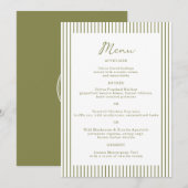 Olive Green Monogram Wedding Menu Card Einladung (Vorne/Hinten)