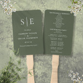 Olive Green Monogram Wedding Program Fächer