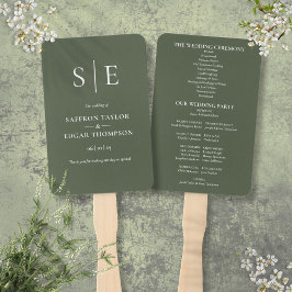 Olive Green Monogram Wedding Program Fächer