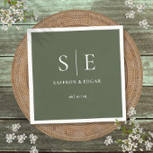 Olive Green Monogram Wedding Serviette