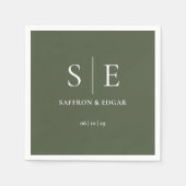 Olive Green Monogram Wedding Serviette (Vorderseite)