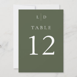 Olive Green Monogram Wedding Tischnummern
