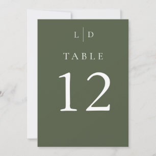 Olive Green Monogram Wedding Tischnummern