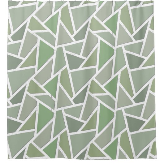 Olive-Green-Mosaik Duschvorhang (Vorderseite)