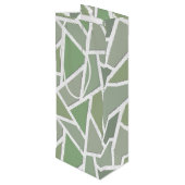 Olive-Green-Mosaik Geschenktüte Für Weinflaschen (Rückseite Schrägansicht)
