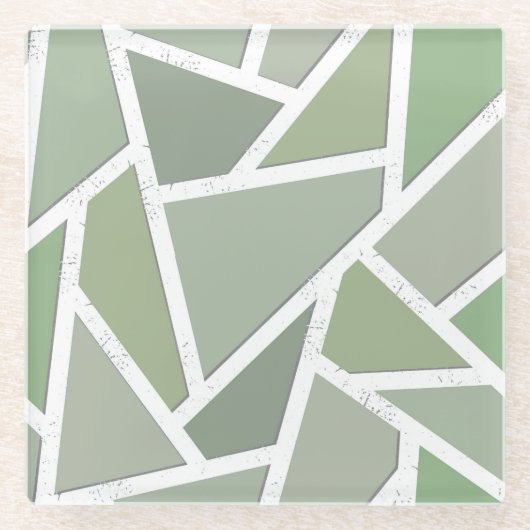 Olive-Green-Mosaik Glasuntersetzer (Vorderseite)