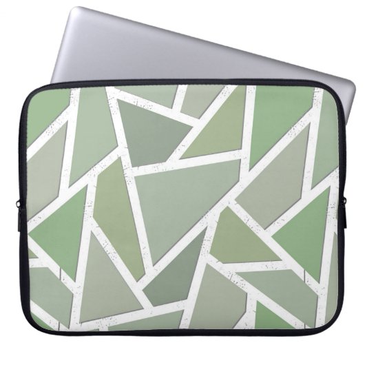 Olive-Green-Mosaik Laptopschutzhülle (Vorderseite)