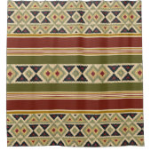 Olive Green Mustard Ochre Yellow Tribal Ikat Art Duschvorhang (Vorderseite)