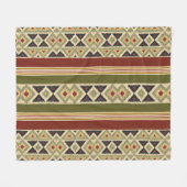 Olive Green Mustard Ochre Yellow Tribal Ikat Art Fleecedecke (Vorderseite (Horizontal))