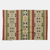 Olive Green Mustard Ochre Yellow Tribal Ikat Art Geschirrtuch (Horizontal)