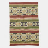 Olive Green Mustard Ochre Yellow Tribal Ikat Art Geschirrtuch (Vertikal)
