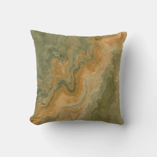 Olive Green Mustard Yellow Print 16" Kissen