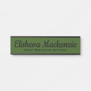 Olive Green Office Door Signature Name Plate Türschild