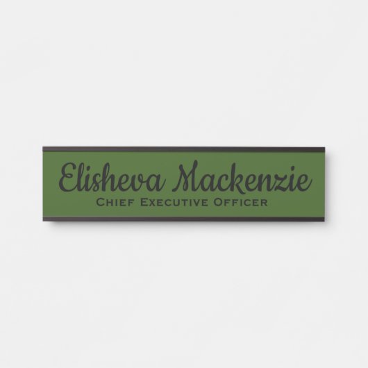 Olive Green Office Door Signature Name Plate Türschild (Vorderseite )