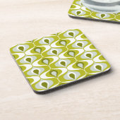 Olive Green Ogee Oval Pattern Getränkeuntersetzer (Linke Seite)