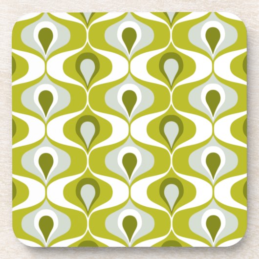 Olive Green Ogee Oval Pattern Getränkeuntersetzer (Vorderseite)