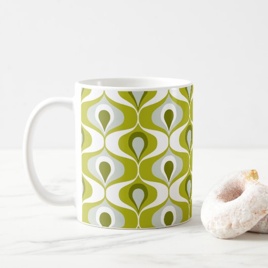 Olive Green Ogee Oval Pattern Kaffeetasse (Mit Donut)