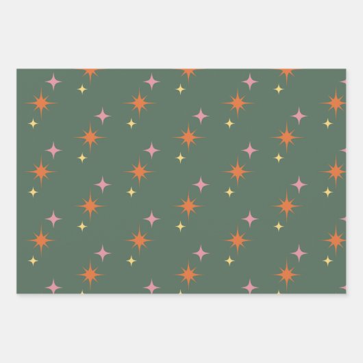 Olive Green, Orange, Pink Retro Mittelalter Jahrhu Geschenkpapier Set (Vorderseite 2)