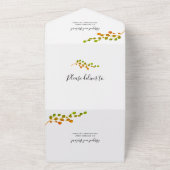 Olive green, Orange Round-Leaver-Hochzeit All In One Einladung (Außenbereich)