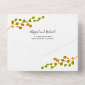 Olive green, Orange Round-Leaver-Hochzeit All In One Einladung (Rückseite)