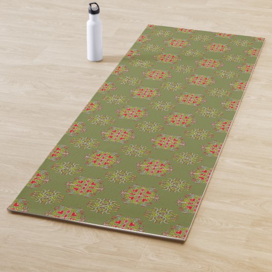 Olive-Green-Ornament Yogamatte (Beispiel)