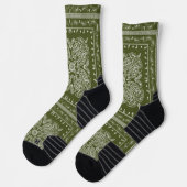 Olive Green Paisley Bandana Print Socken (Links)