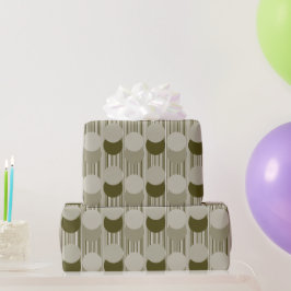 Olive Green Party Tinsel und Confetti Muster Geschenkpapier