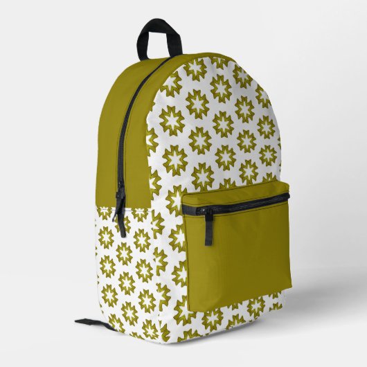Olive Green Pattern Bedruckter Rucksack (Rückseitige Ecke links)