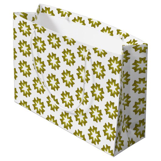Olive Green Pattern Große Geschenktüte (Rückseite Schrägansicht)