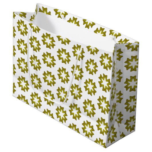 Olive Green Pattern Große Geschenktüte (Vorderseite Schrägansicht)