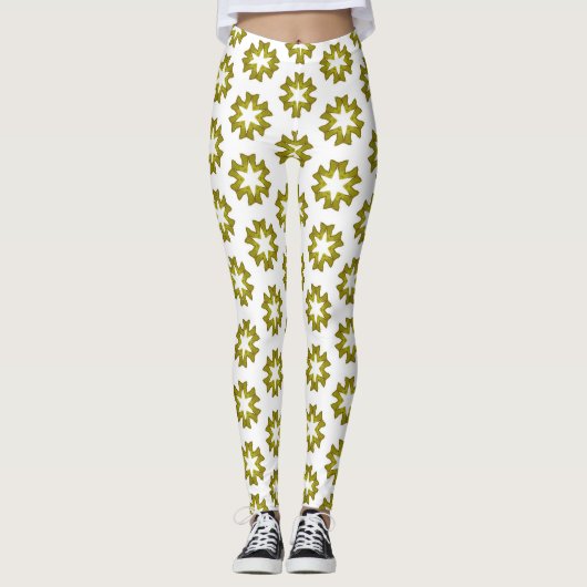 Olive Green Pattern Leggings (Vorderseite)