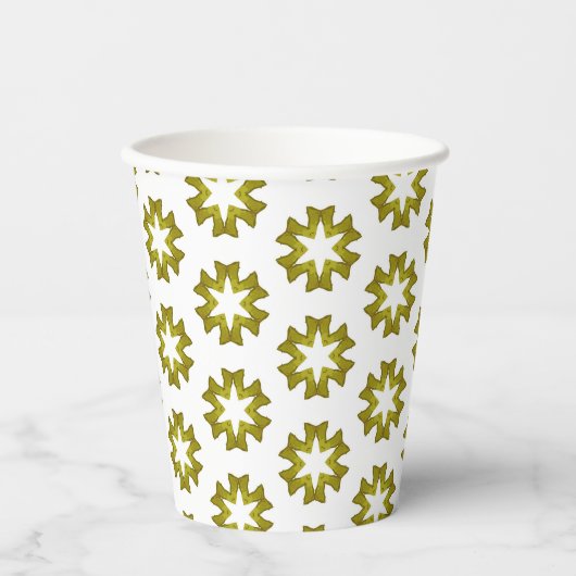 Olive Green Pattern Pappbecher (Vorderseite)