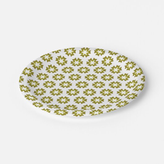 Olive Green Pattern Pappteller (Schrägansicht)