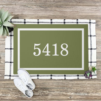 Olive Green Personalisiert Address Number Fußmatte